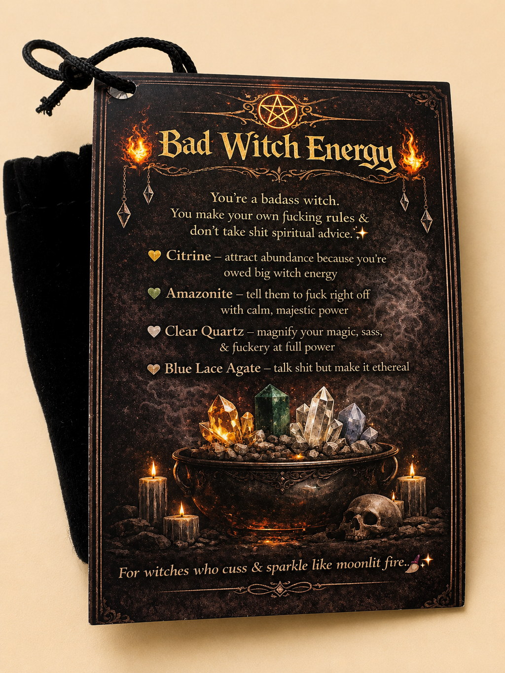 Bad Witch Energy Crystal Kit ~ Citrine Amazonite Clear Quartz Blue Lace Agate