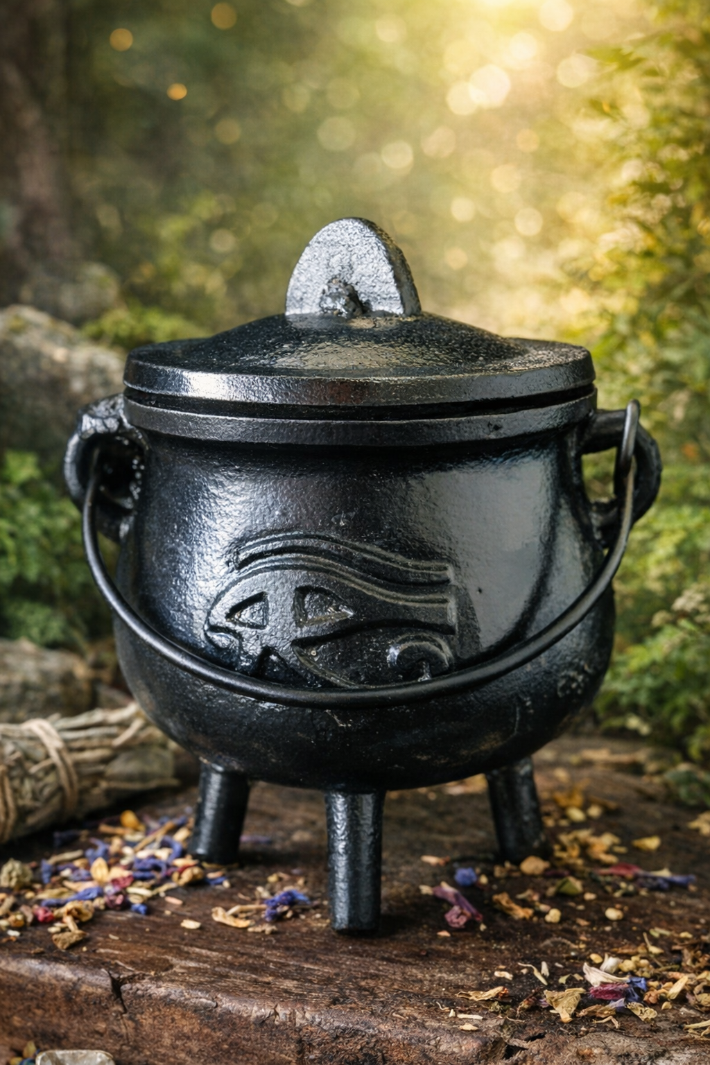 Cast Iron Witches Cauldron ~ 13cm Pagan Wicca Altar Halloween Decoration Ritual
