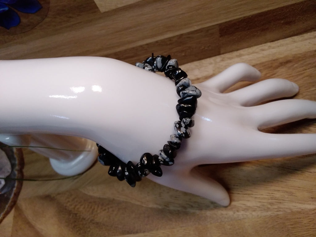 Snowflake Obsidian Bracelet – Elastic ~ Protection • Balance • Grounding
