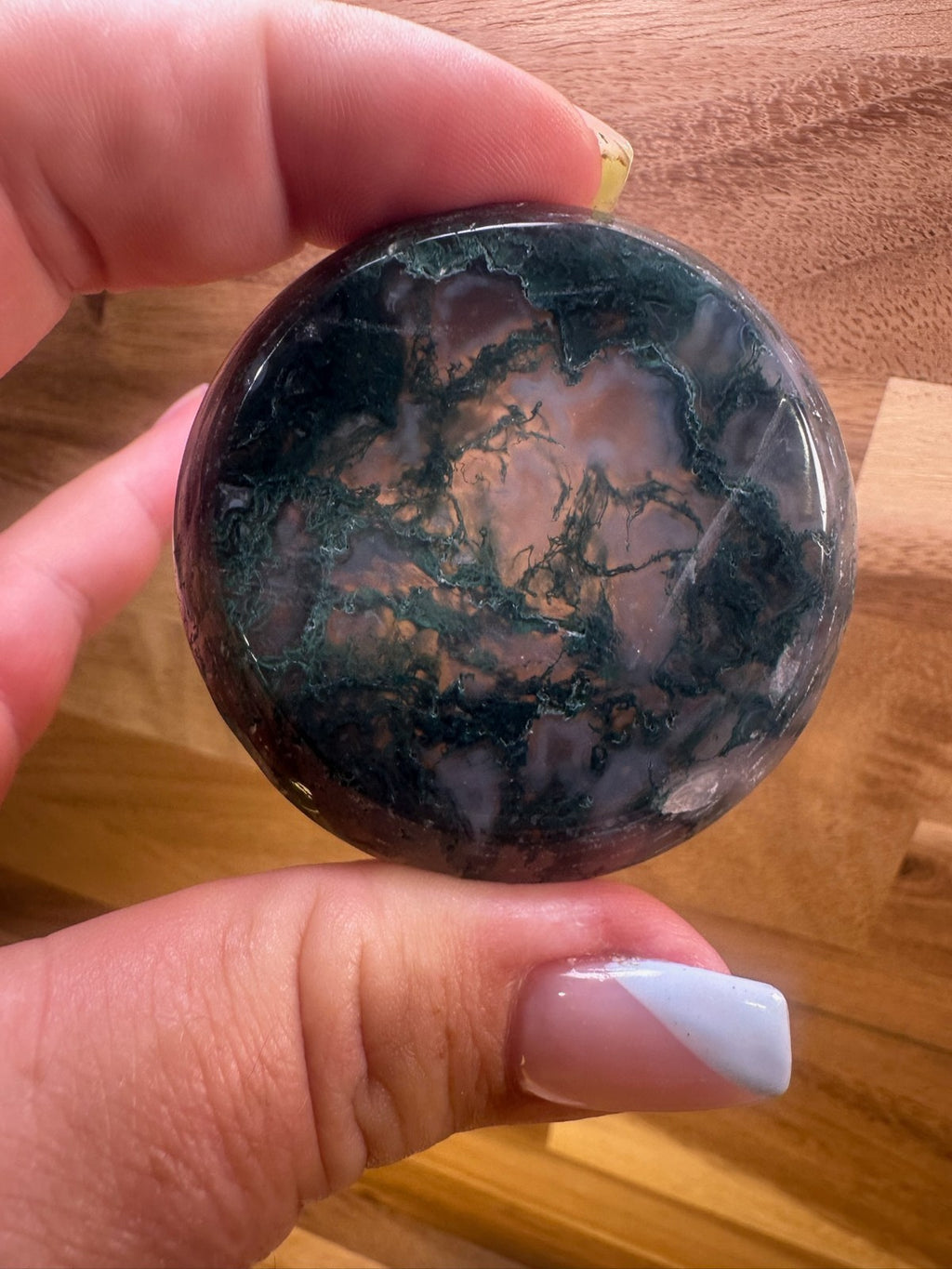 Moss Agate Bowl – 2 Inch Crystal Dish ~ Abundance • Growth • Grounding • (B)