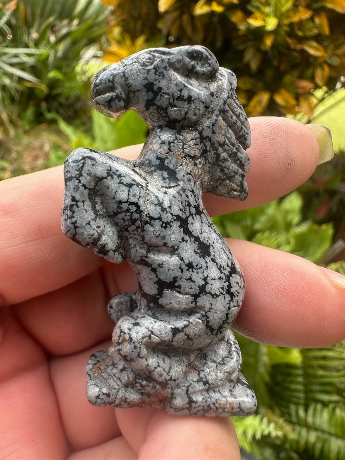 Snowflake Obsidian Horse Carving ~ Year of the Horse ~ 6 cm Crystal Figurine (C)