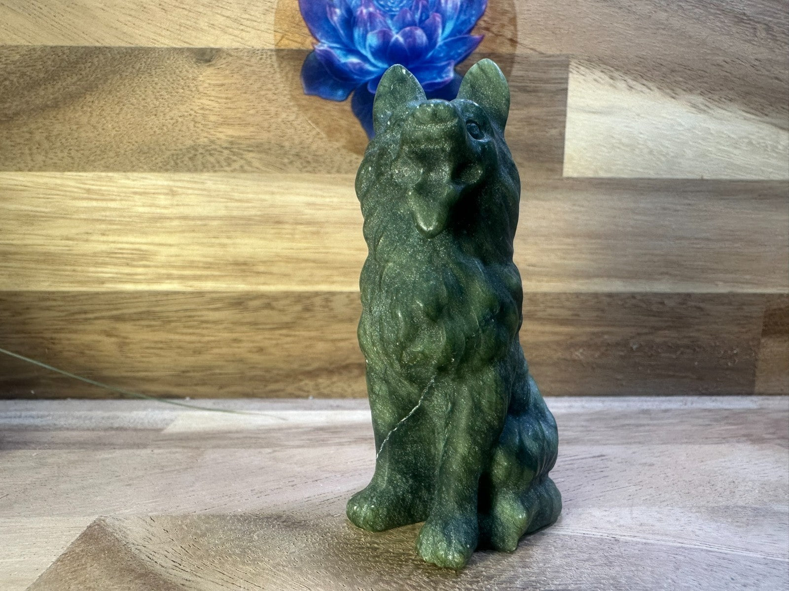 Serpentine German Shepherd / Wolf Carving – 7.5cm Loyalty • Protection •