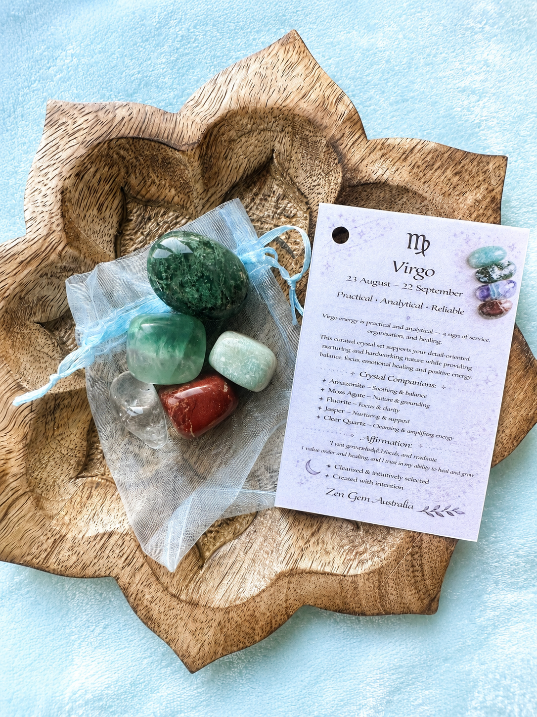Virgo Zodiac Crystal Gift Set ~ Horoscope Crystals ~ Healing Kit Astrology Sign
