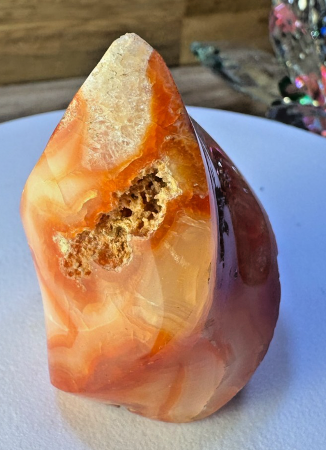 Carnelian Flame 55mm 75g Druzy Crystal Orange Polished Healing Stone
