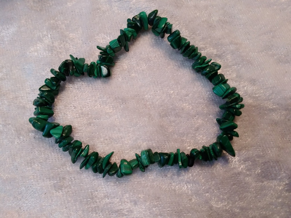 Natural Malachite Crystal Chip Bracelet – Elastic ~ Transformation • Protection