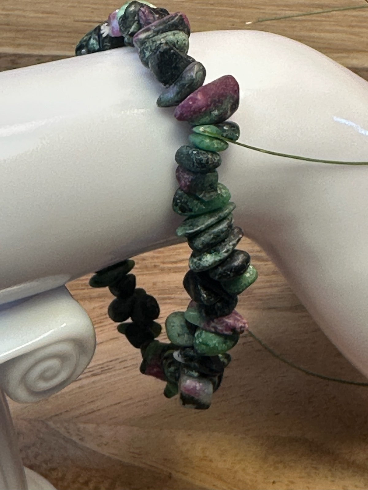 Ruby Ziosite Crystal Chip Bracelet – Elastic ~ Vitality • Growth • Heart Energy