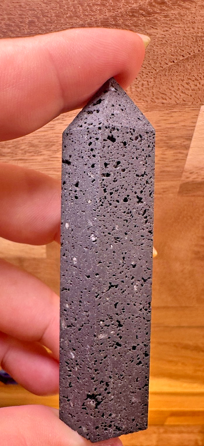 Black Lava Stone Tower – 85 mm Volcanic Obelisk ~ Diffuser ~ Reiki ~ Meditation