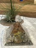 Large Orgonite Rainbow Moonstone Crystal Pyramid – Copper Coil & Om ~ Hand Made