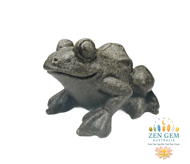 Natural Crystal Mineral Specimen Quartzite ~ Hand-carved FROG Statue
