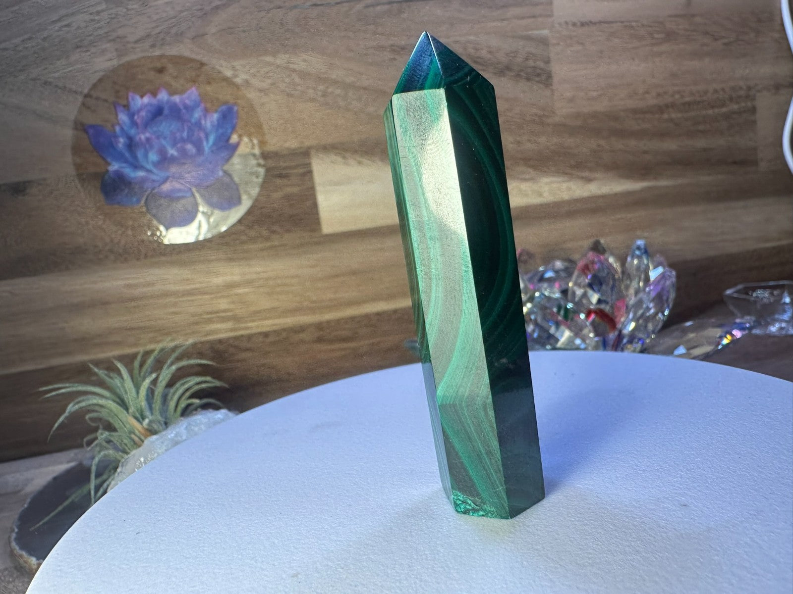 Malachite Tower – 70mm Polished Crystal Point Protection • Transformation •
