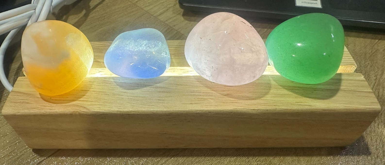 LED Lamp Holder ~ Rectangular Wooden USB Base ~ Great for Showcasing Crystals