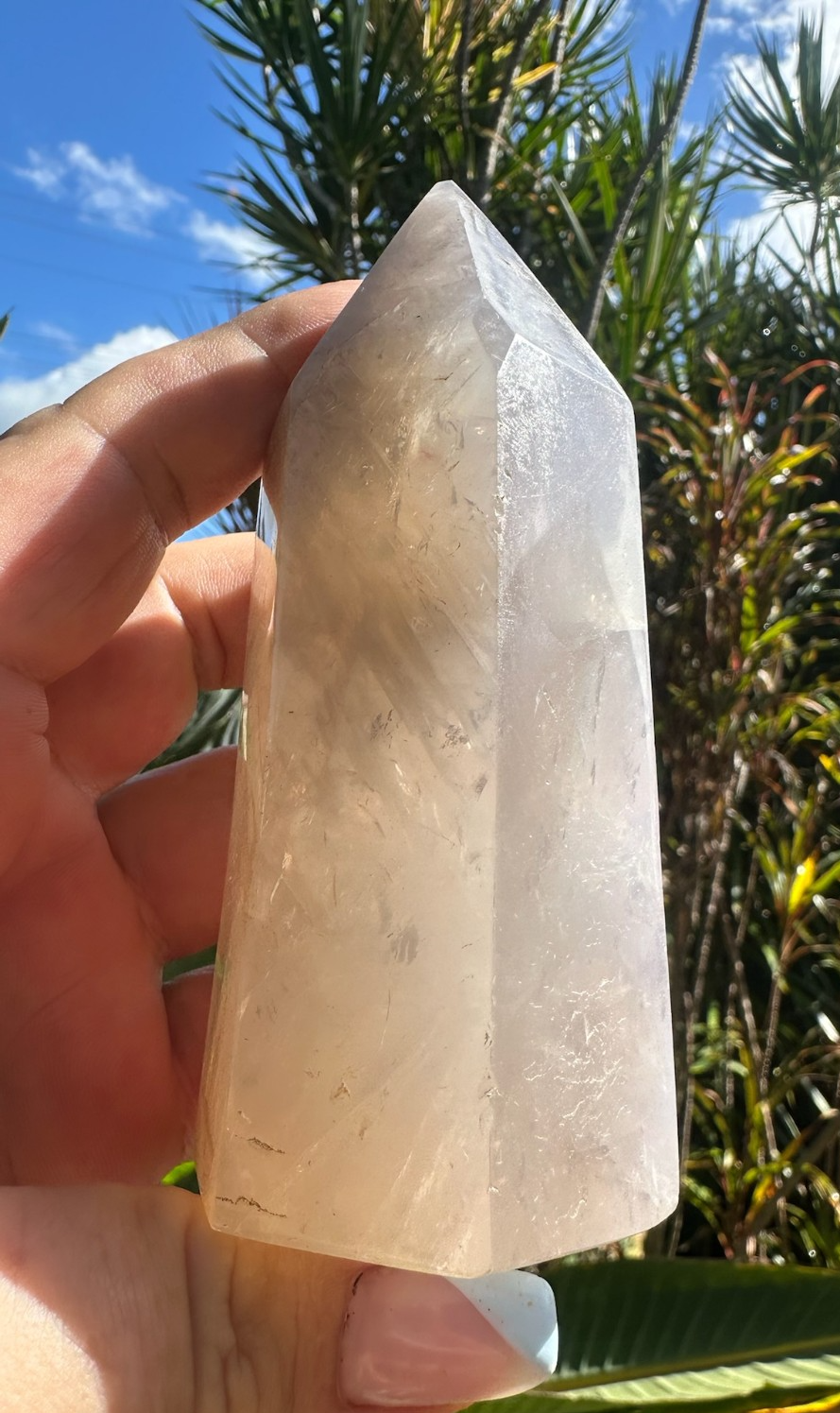 Blue Rose Quartz Tower Generator Crystal Point Healing Stone Natural Polished ~D