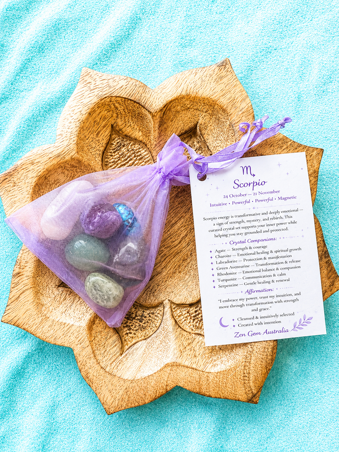 Scorpio Zodiac Crystal Kit ~ Astrology Gift Set ~ Horoscope Healing Crystals