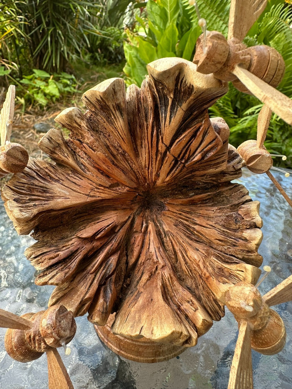Hand Carved Wooden Bee Sculpture – Rustic Nature Decor