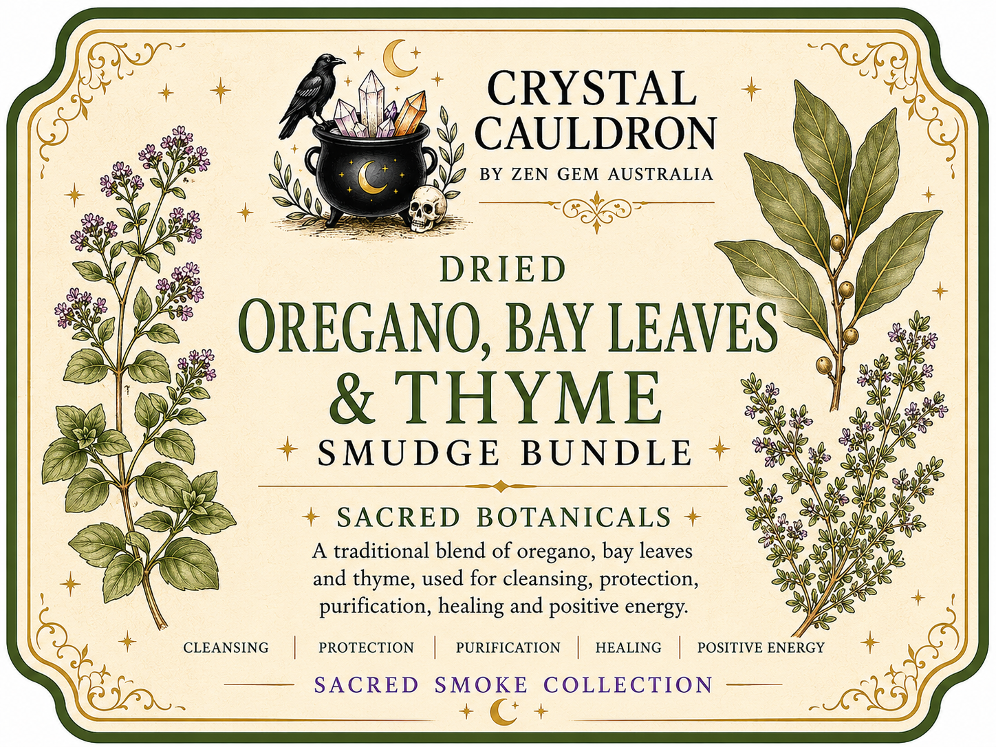 Oregano Bay Leaf Thyme Smudge Bundle Herbal Cleansing Ritual Smoke Stick AUST