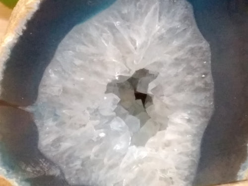 Blue Agate Geode Freeform ~Druzy Crystal Cave polished face ~ 162g 55mm x 50mm