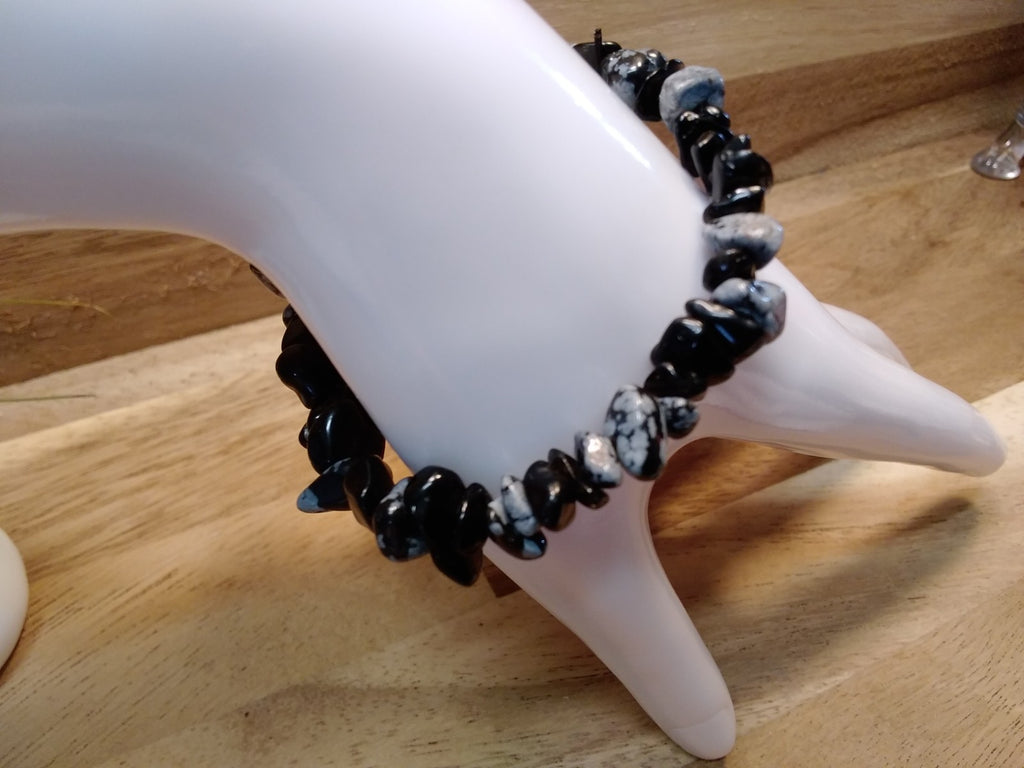 Snowflake Obsidian Bracelet – Elastic ~ Protection • Balance • Grounding