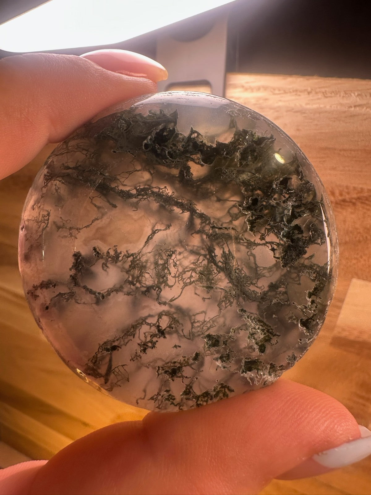 Moss Agate Bowl – 2 Inch Crystal Dish ~ Abundance • Growth • Grounding • (A)