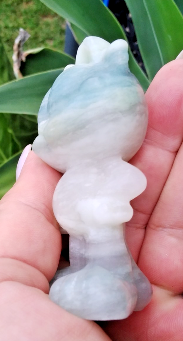 Jadeite Garfield Carving – 140g Crystal Figurine Luck • Harmony • Protection