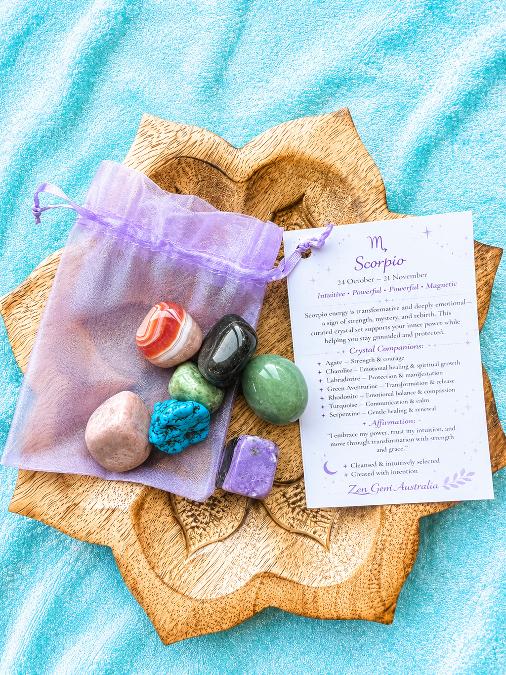 Scorpio Zodiac Crystal Kit ~ Astrology Gift Set ~ Horoscope Healing Crystals