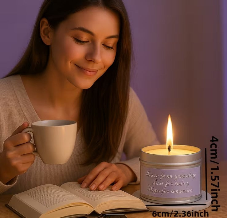 Walleaf Amethyst Energy Candle ~ Features Uplifting Message & Amethyst Crystals