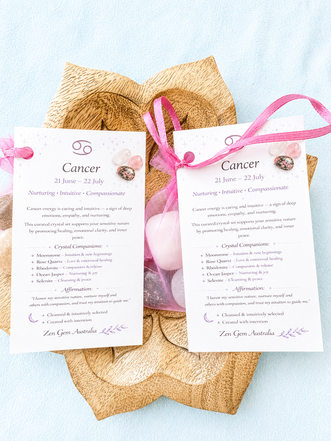 Cancer Zodiac Crystal Kit ~ Astrology Gift Set ~ Healing Crystals Horoscope