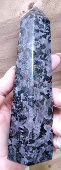 Indigo Gabbro Tower Crystal 17cm Mystic Merlinite Healing Stone Generator (B)