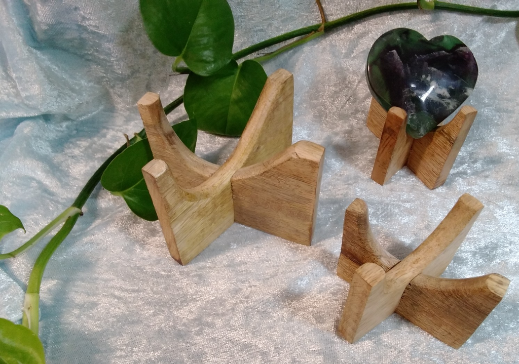 Wooden Heart Display Stand Med Crystal Heart Holder Display • Support • Honour