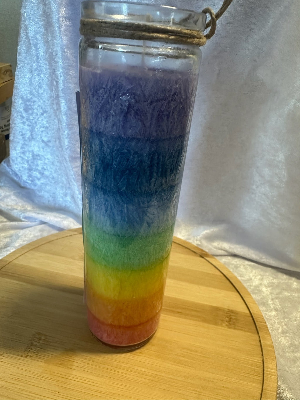 Chakra Lucky Seven Layered Coloured Candle in Glass – 21cm tall ~ 7 Fragrances