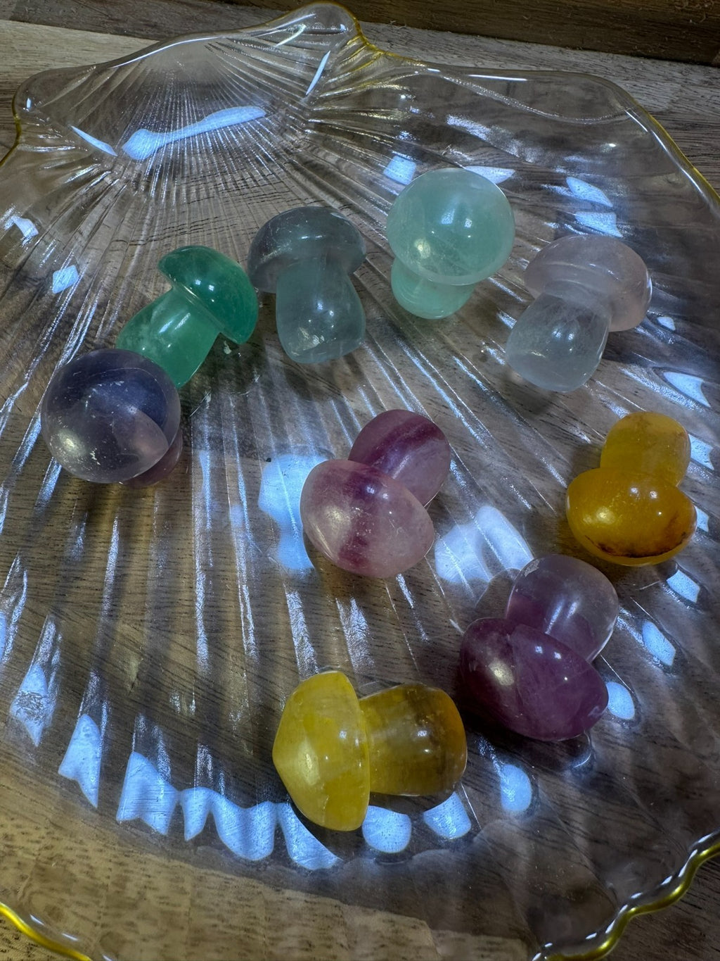 Fluorite Mushroom Carvings – Mini Crystal 25-35 gms Clarity • Focus • Protection