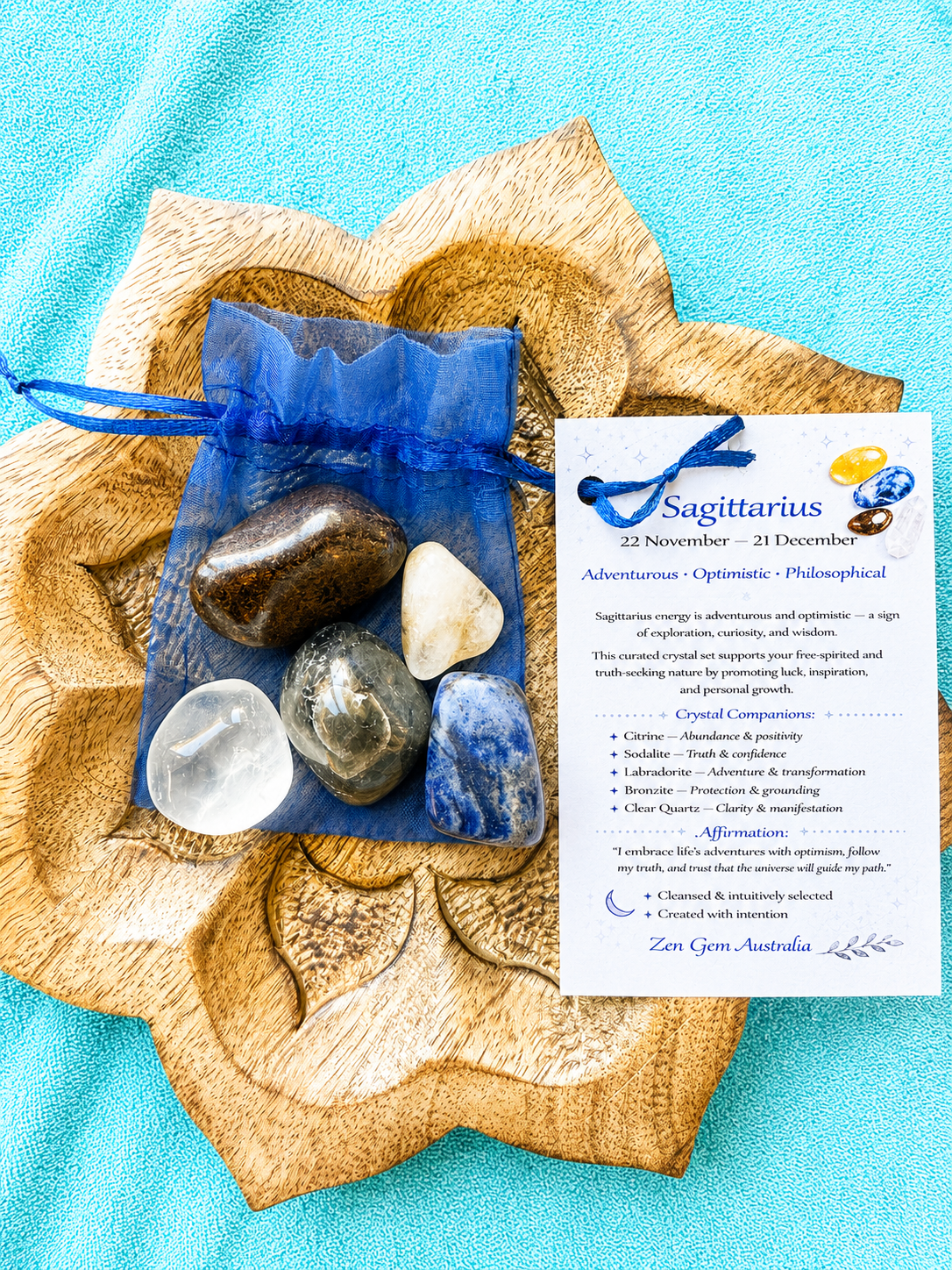Sagittarius Zodiac Crystal Kit ~ Astrology Gift Set ~ Horoscope Healing Crystals