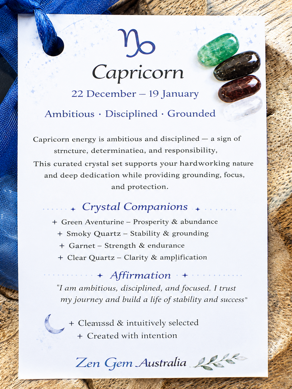Capricorn Zodiac Crystal Kit ~ Astrology Gift Set ~ Horoscope ~ Crystals Healing