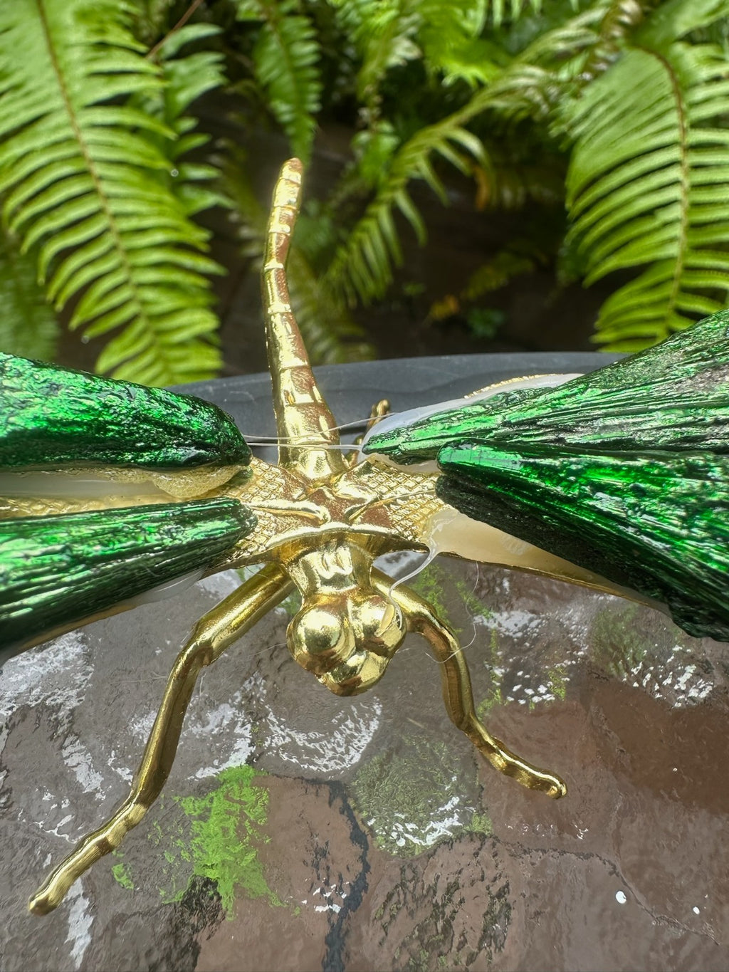 Green~Aura Kyanite Dragonfly Healing Crystal Carving Rainbow Tourmaline Ornament