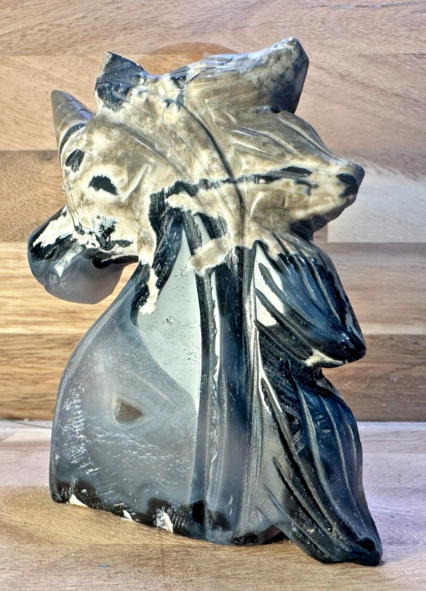 Volcanic Agate Unicorn Carving – Crystal Statue ~ Strength • Transformation 11cm