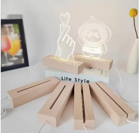 LED Lamp Holder ~ Rectangular Wooden USB Base ~ Great for Showcasing Crystals