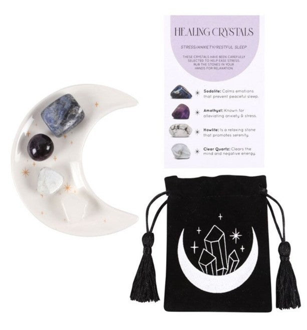 Trinket Dish Crystal Gift Set – Stress, Anxiety & Restful Sleep Calm • Relax •