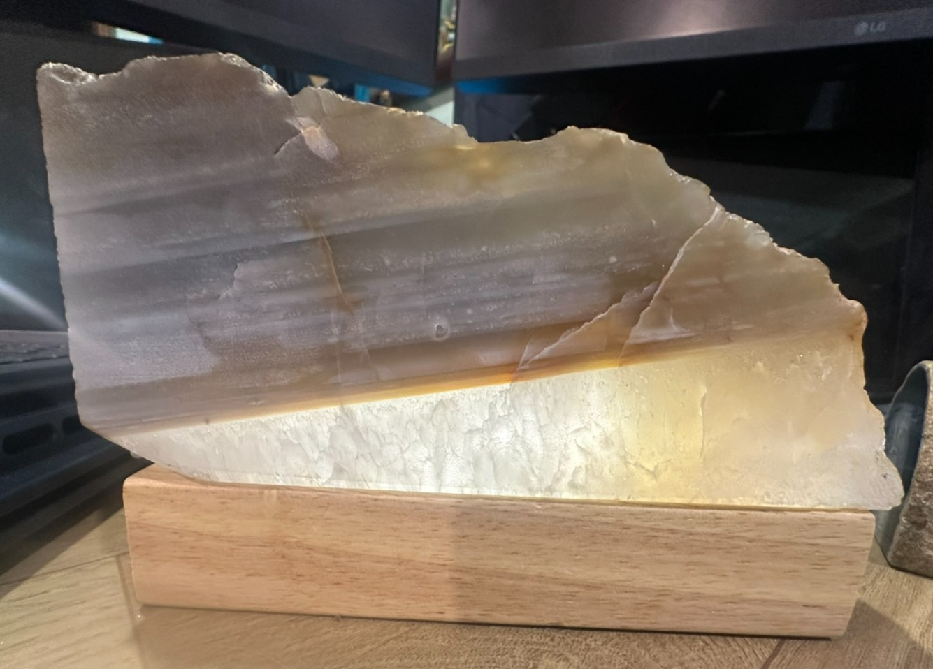 LED Lamp Holder ~ Rectangular Wooden USB Base ~ Great for Showcasing Crystals