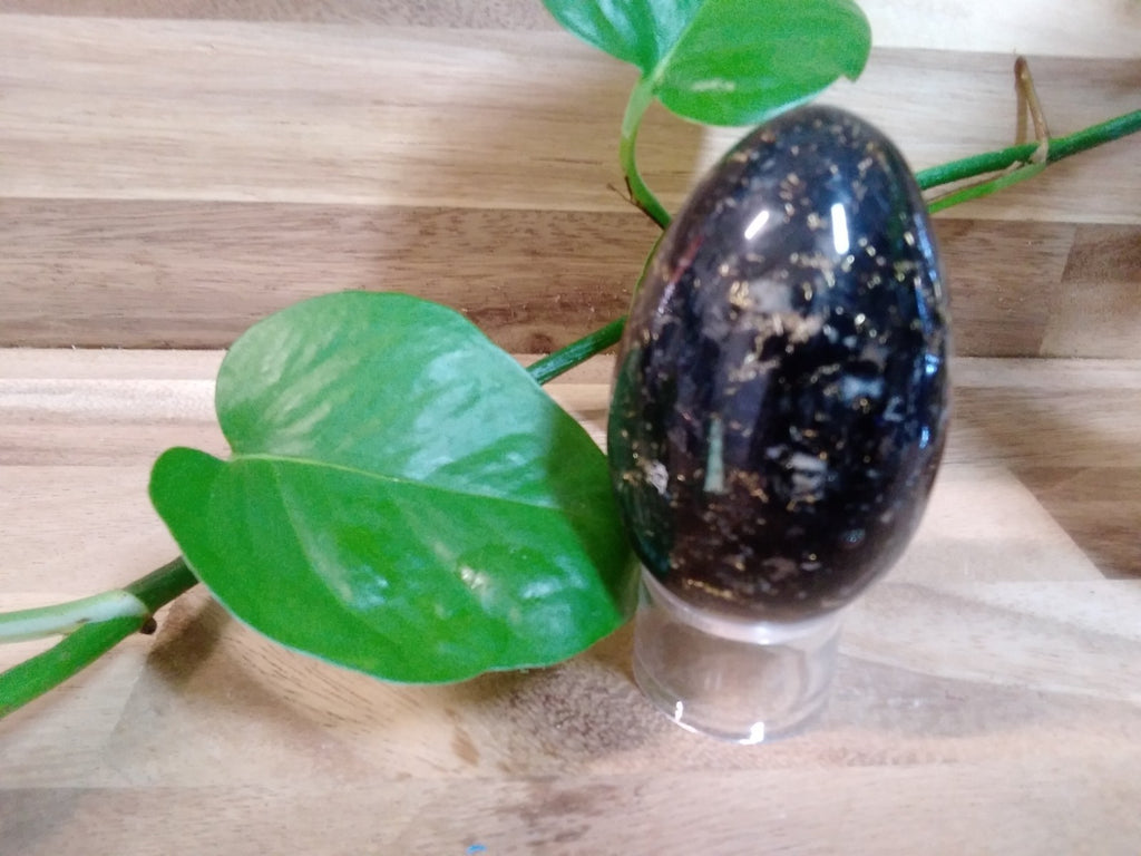 Black Tourmaline Orgonite Egg ~ Energy Crystal ~ Gemstone Protection & Grounding