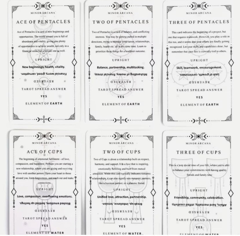 Tarot Learning Deck ~ Beginner Cards Guide ~ Meanings Major Minor Arcana
