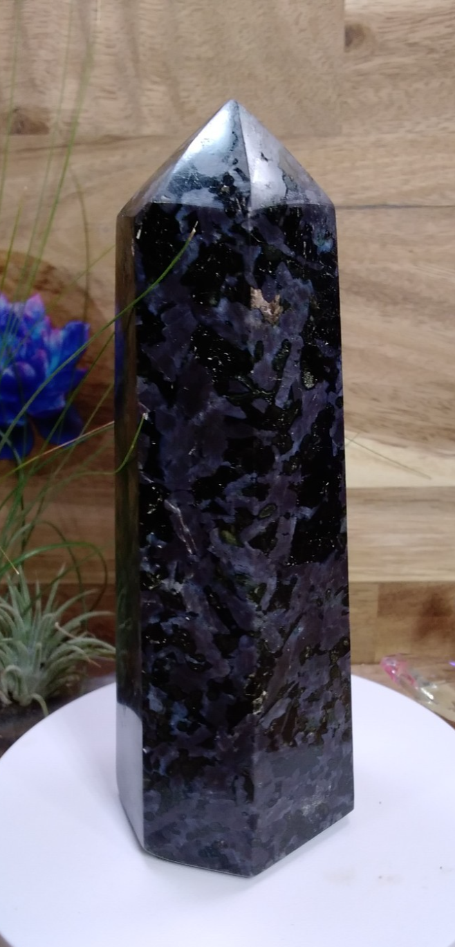 Indigo Gabbro Tower Crystal 16cm Mystic Merlinite Healing Stone Generator