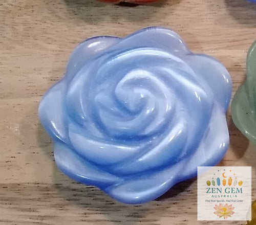 2" Natural Blue Opalite  Carved Rose ~ Flowers ~ Crystal ~Reiki ~ Healing ~ 1pc