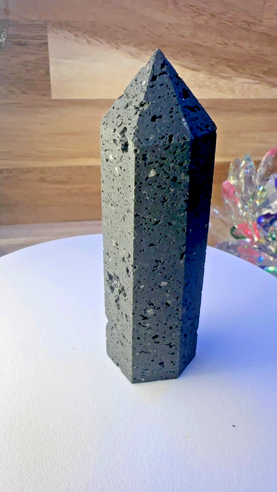 Black Lava Stone Tower – 85 mm Volcanic Obelisk ~ Diffuser ~ Reiki ~ Meditation
