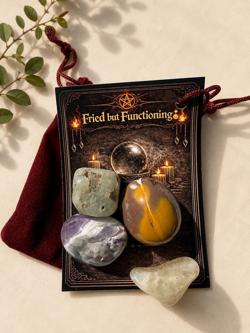 Fried But Functioning Crystal Kit ~ Gift Set  Amethyst Citrine Mookaite Prehnite