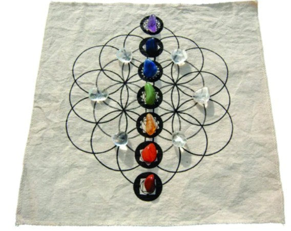 Flower of Life – Crystal Grid / Altar Cloth 30 x 30 cm ~ Calico Cloth