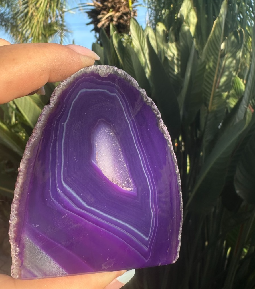 Purple Agate Druzy Slice ~ Crystal Geode Polished Display ~ 80mm 208g