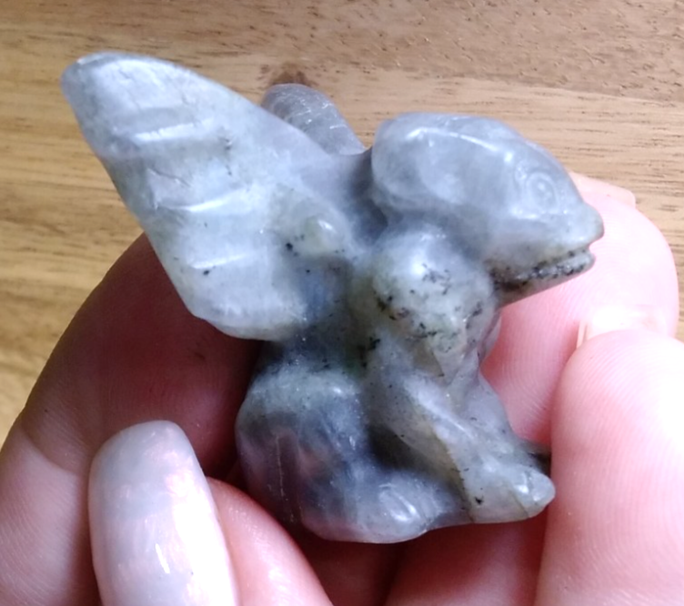 2" Natural Labradorite Gargoyle Skull Hand Carved Crystal Protection • Intuition
