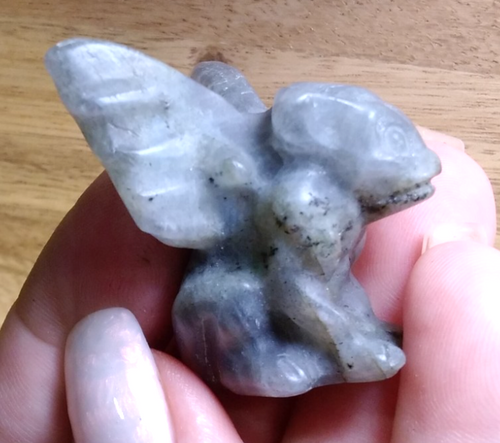 2" Natural Labradorite Gargoyle Skull Hand Carved Crystal Protection • Intuition