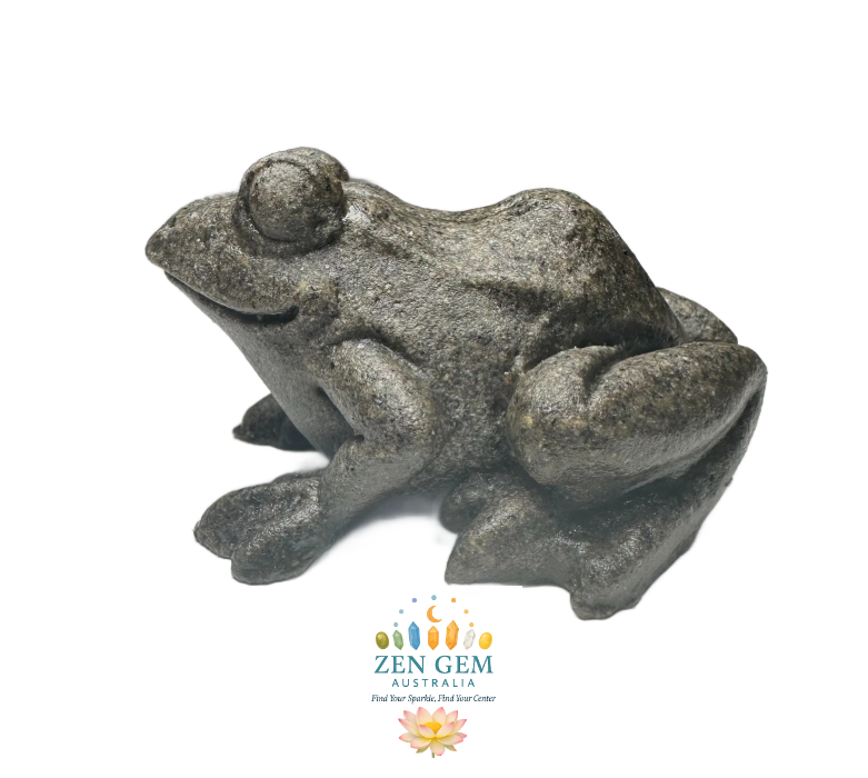 Natural Crystal Mineral Specimen Quartzite ~ Hand-carved FROG Statue