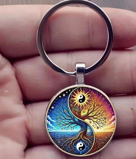 Tree of Life ~ Yin Yang ~ Key ring ~ Keychain ~ Spiritual Keyrings – Silver