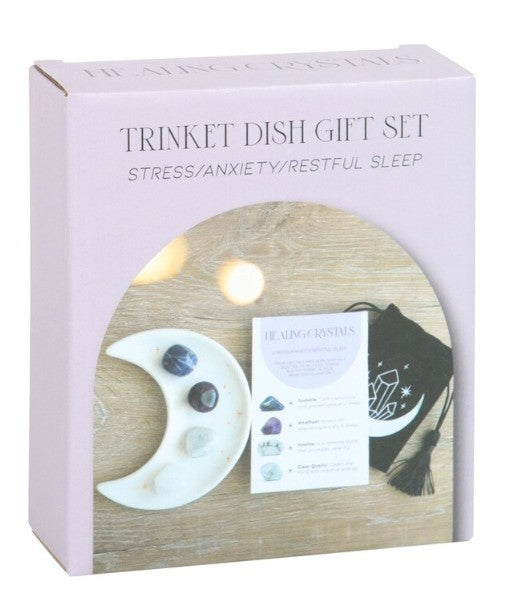 Trinket Dish Crystal Gift Set – Stress, Anxiety & Restful Sleep Calm • Relax •